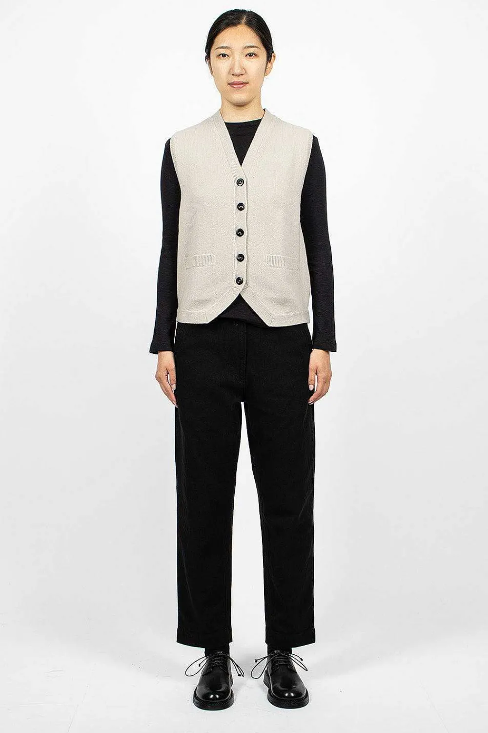 Margaret Howell Felted Wool Waistcoat Putty| Knitwear