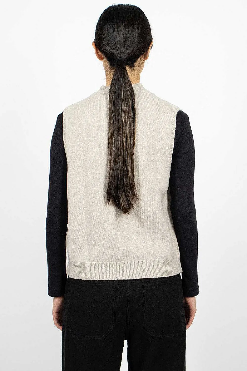 Margaret Howell Felted Wool Waistcoat Putty| Knitwear
