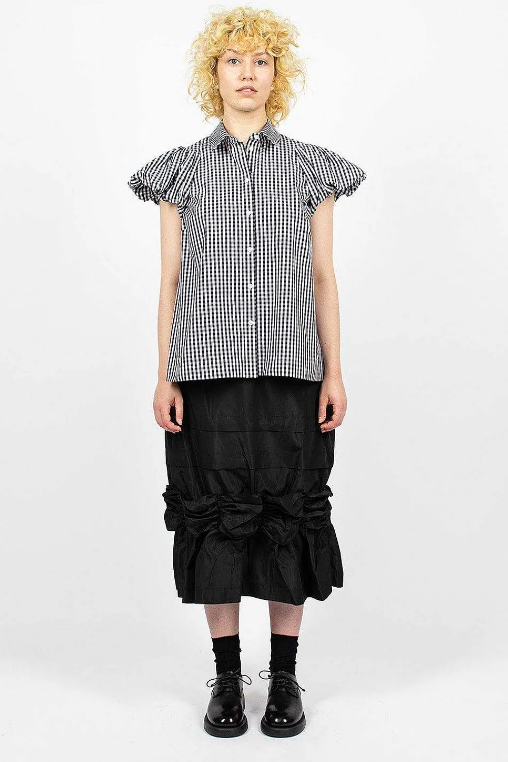 Simone Rocha Fishtail Skirt Gathered Ribbon Black| Skirts