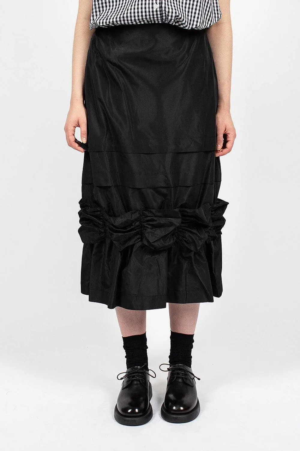Simone Rocha Fishtail Skirt Gathered Ribbon Black| Skirts