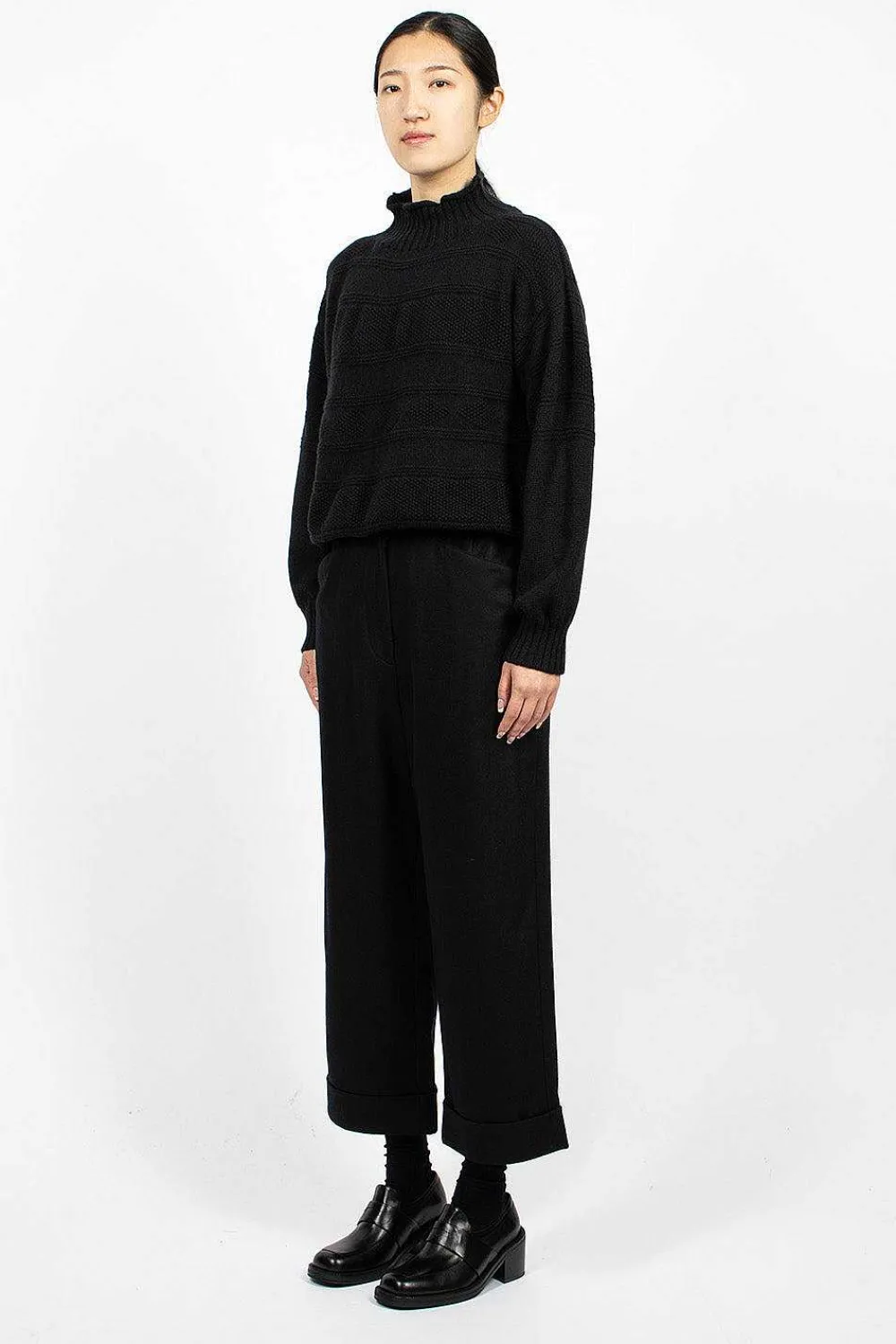 Margaret Howell Flannel Cropped Trouser Dark Navy| Trousers