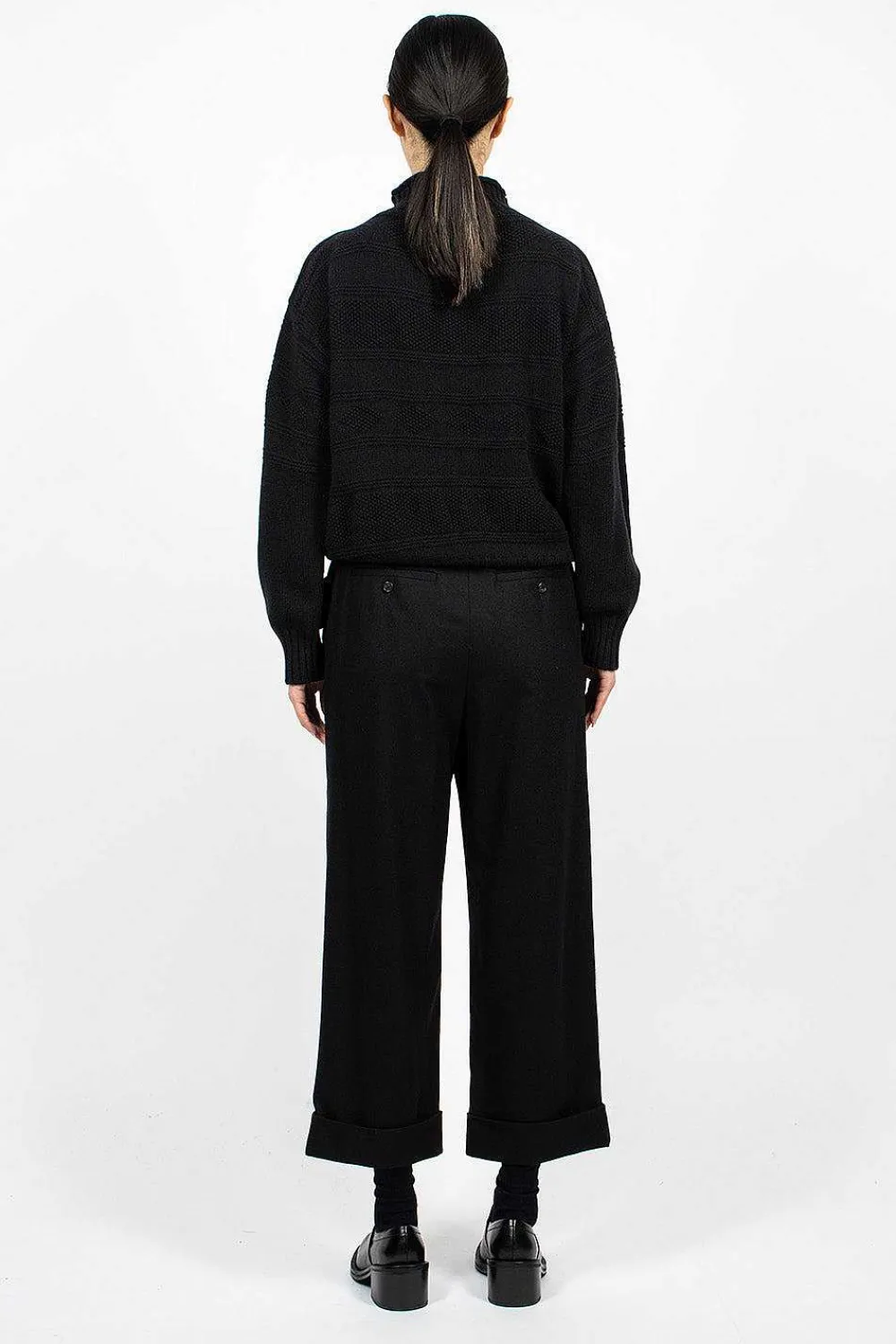 Margaret Howell Flannel Cropped Trouser Dark Navy| Trousers