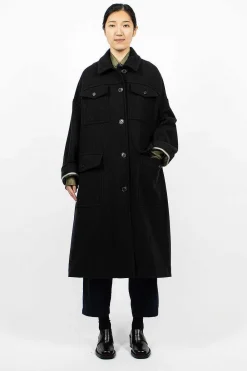 Dries Van Noten Flap Pocket Coat Black| Outerwear
