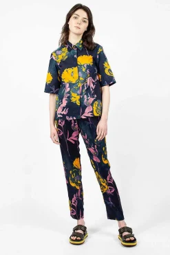 Dries Van Noten Floral Pants Navy| Trousers