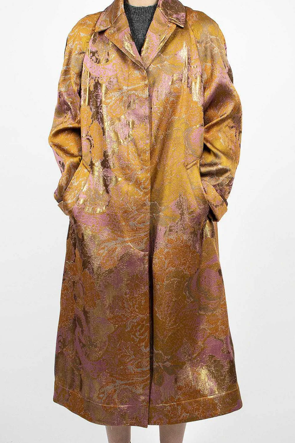 Dries Van Noten Floral Tapestry Coat Old Rose| Outerwear
