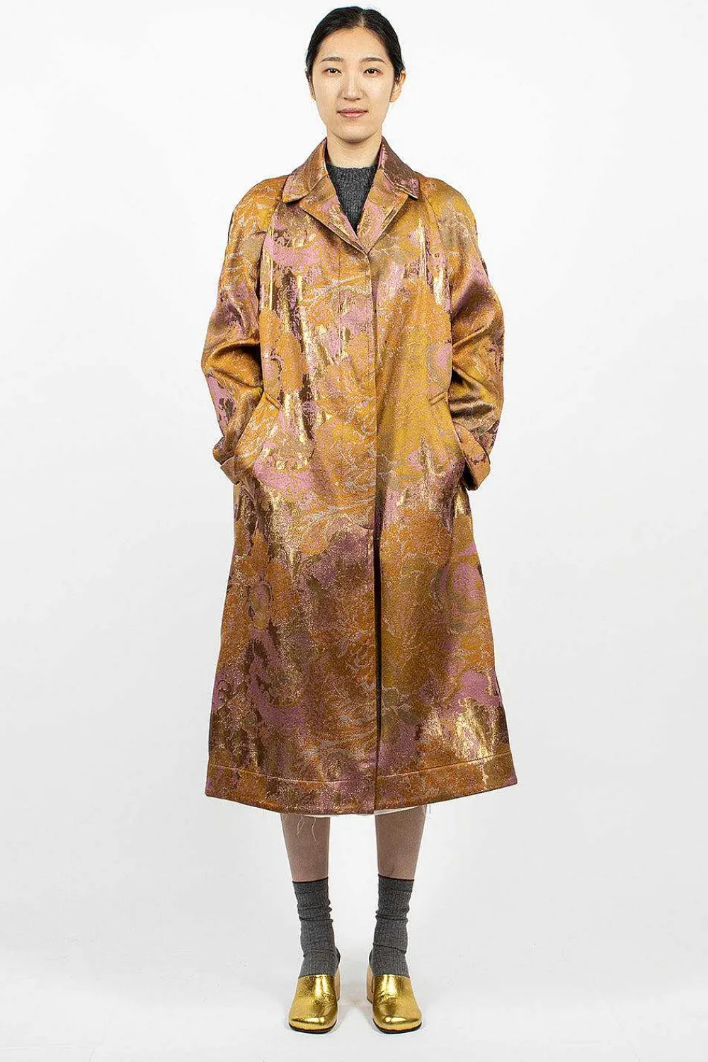 Dries Van Noten Floral Tapestry Coat Old Rose| Outerwear