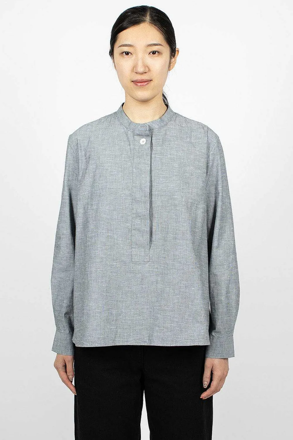 Margaret Howell Fly Placket Swing Shirt Dusty Blue| Shirts