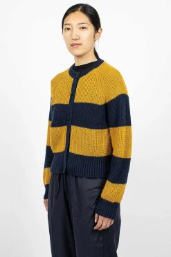 YMC Foxtail Cardigan Navy/Yellow| Knitwear