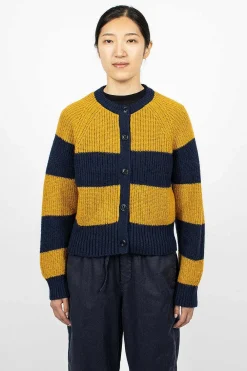 YMC Foxtail Cardigan Navy/Yellow| Knitwear