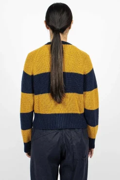 YMC Foxtail Cardigan Navy/Yellow| Knitwear