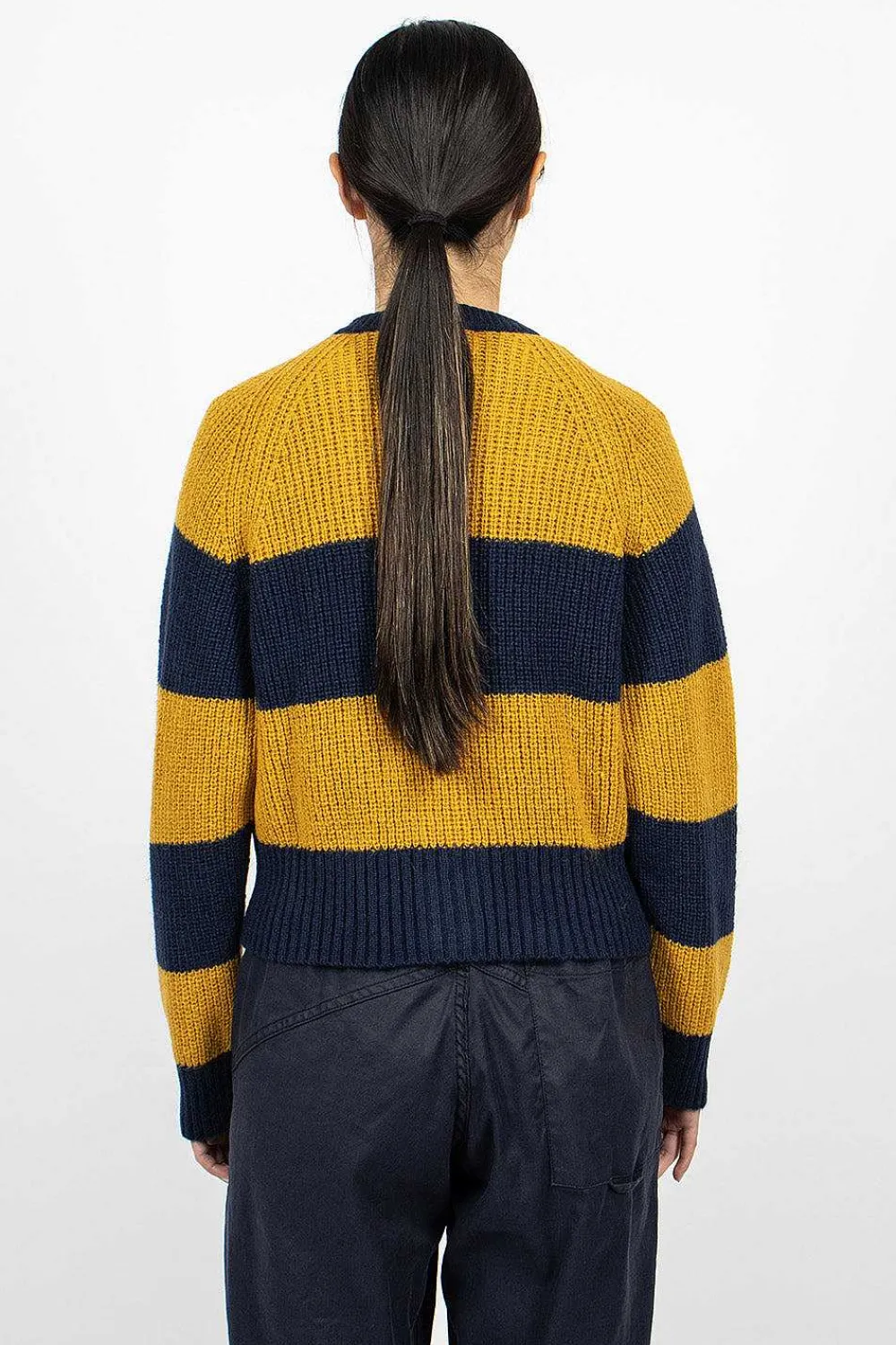 YMC Foxtail Cardigan Navy/Yellow| Knitwear