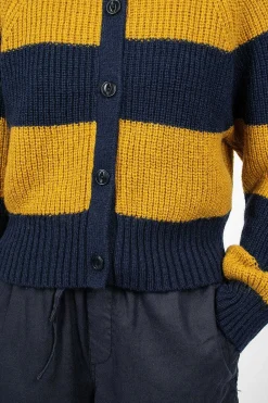 YMC Foxtail Cardigan Navy/Yellow| Knitwear