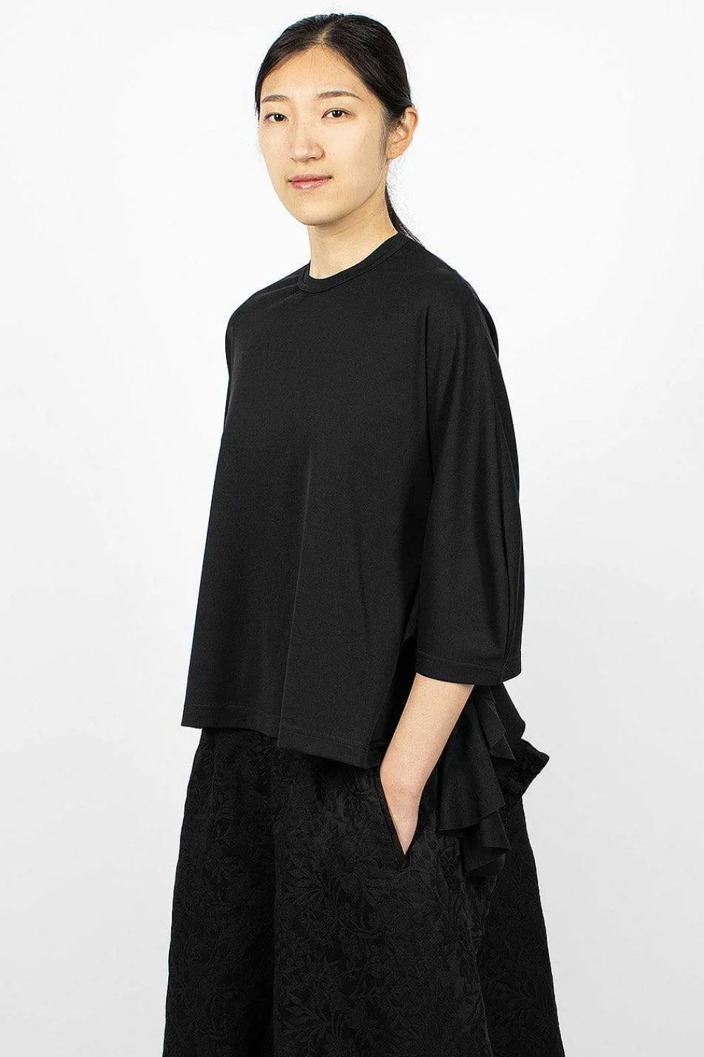 Comme Des Garçons Comme Des Garçons Frill Side T-Shirt Black| Tops