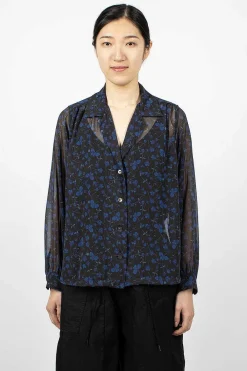 Needles Gathered Blouse Floral Black| Shirts