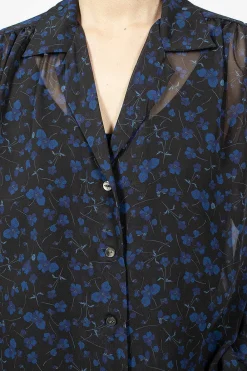 Needles Gathered Blouse Floral Black| Shirts