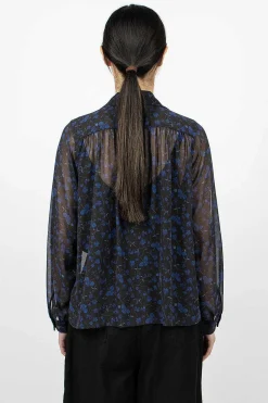 Needles Gathered Blouse Floral Black| Shirts