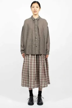 Vlas Blomme Gathered Skirt Red Check| Skirts