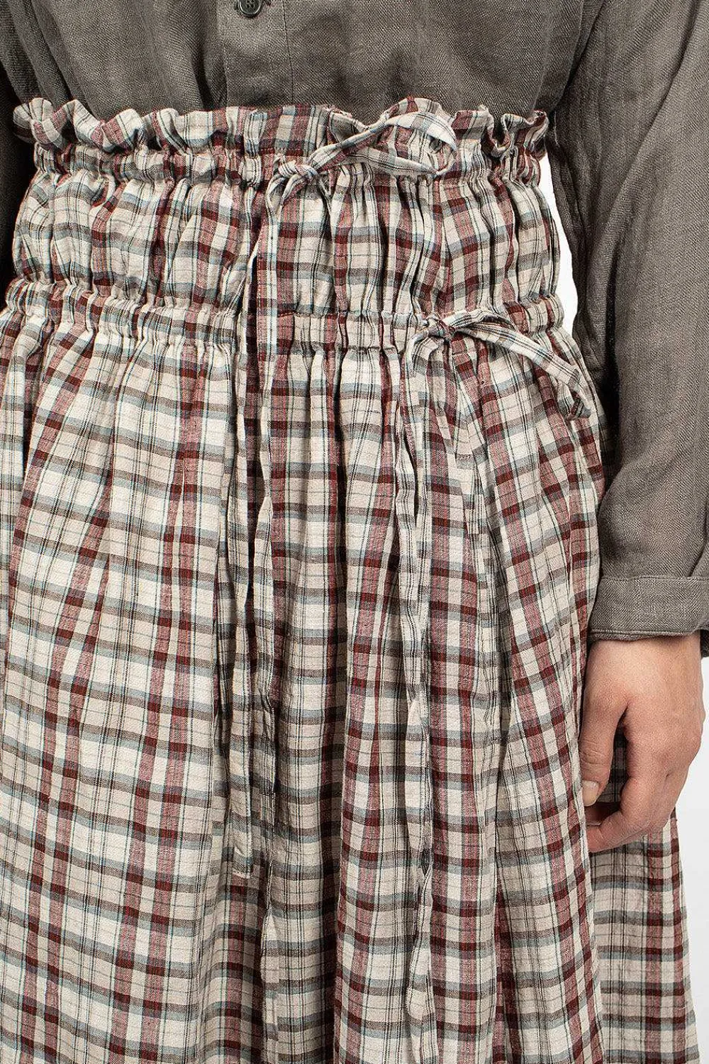 Vlas Blomme Gathered Skirt Red Check| Skirts