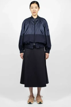 Moncler Gobie Satin Bomber Navy| Outerwear