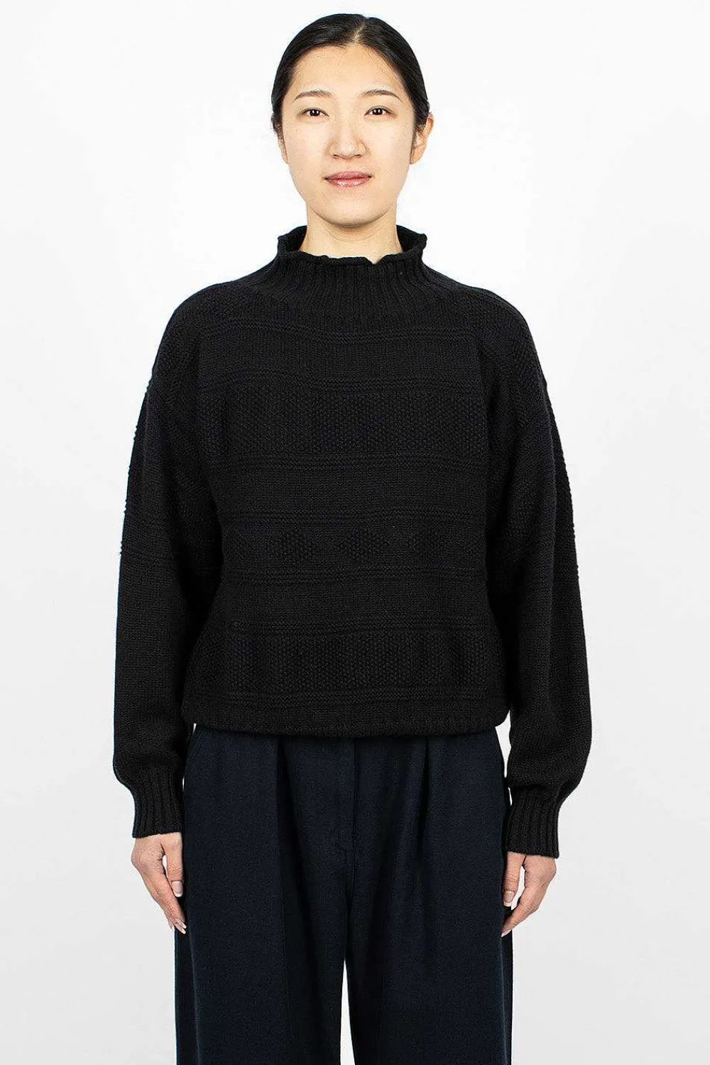 Margaret Howell Guernsey Jumper Black| Knitwear