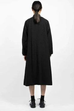 Vlas Blomme Half Button Dress Black| Dresses