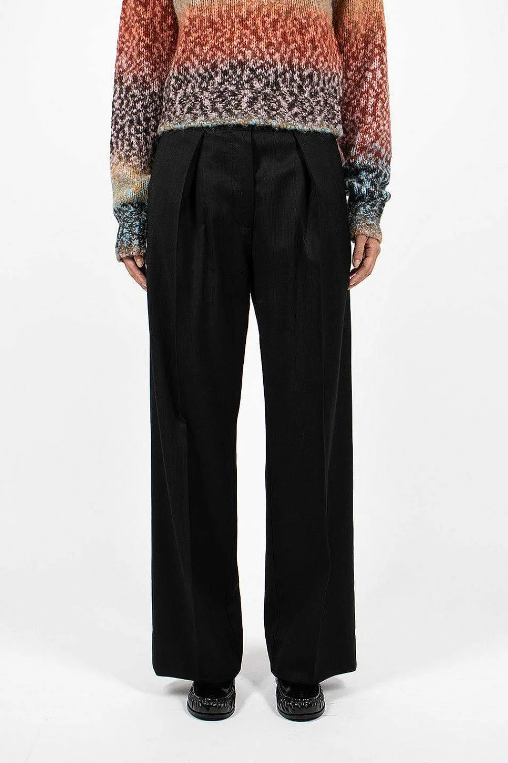 Acne Studios Herringbone Relaxed Trouser Black| Trousers