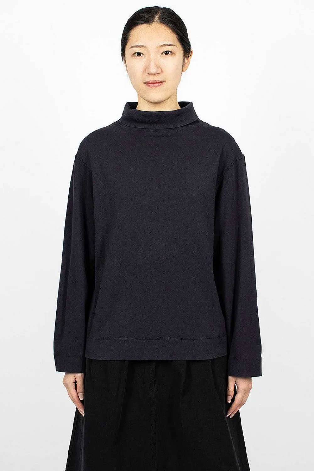 Margaret Howell High Neck Pullover Ink| Tops