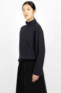 Margaret Howell High Neck Pullover Ink| Tops