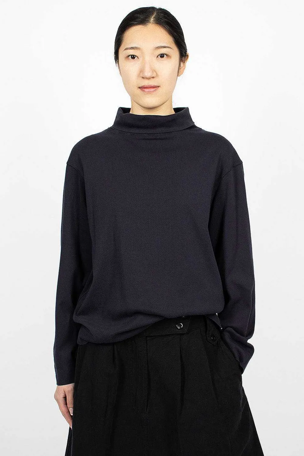 Margaret Howell High Neck Pullover Ink| Tops
