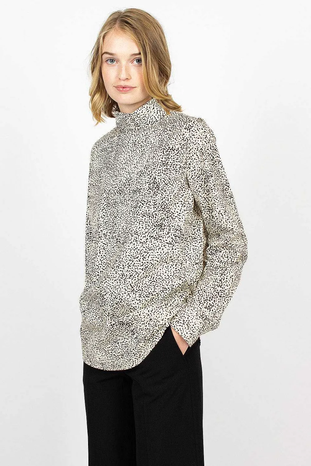 Dries Van Noten High Neck Shirt Ecru Spot| Tops