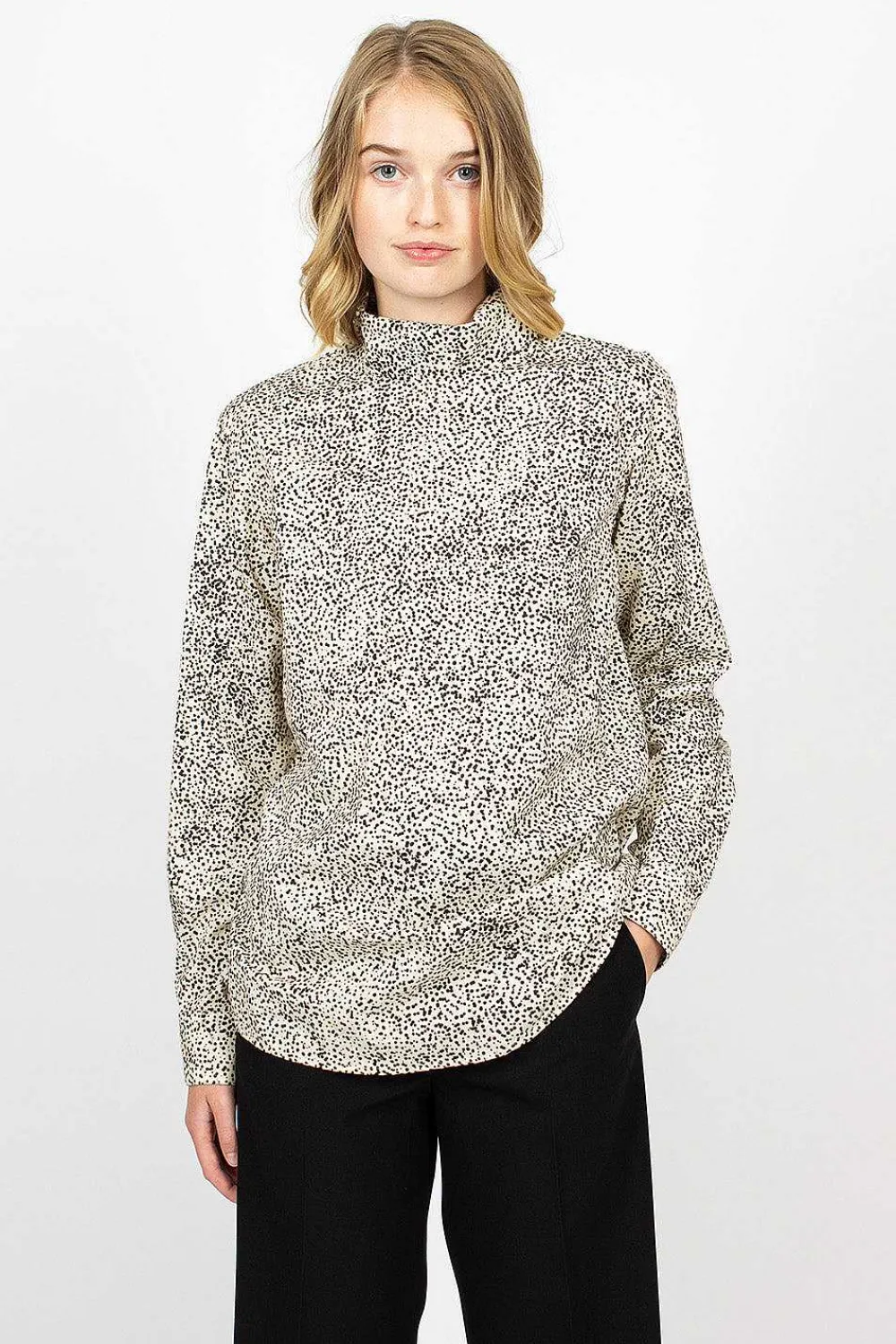 Dries Van Noten High Neck Shirt Ecru Spot| Tops