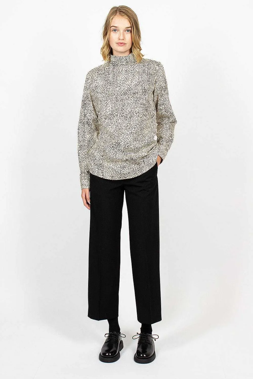 Dries Van Noten High Neck Shirt Ecru Spot| Tops