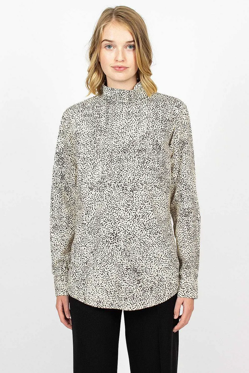 Dries Van Noten High Neck Shirt Ecru Spot| Tops