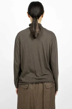 Vlas Blomme High Neck T-Shirt Olive| Tops