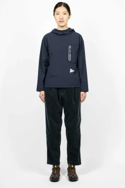 and wander Hybrid Pocket Hoodie Navy| Outerwear