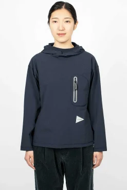 and wander Hybrid Pocket Hoodie Navy| Outerwear