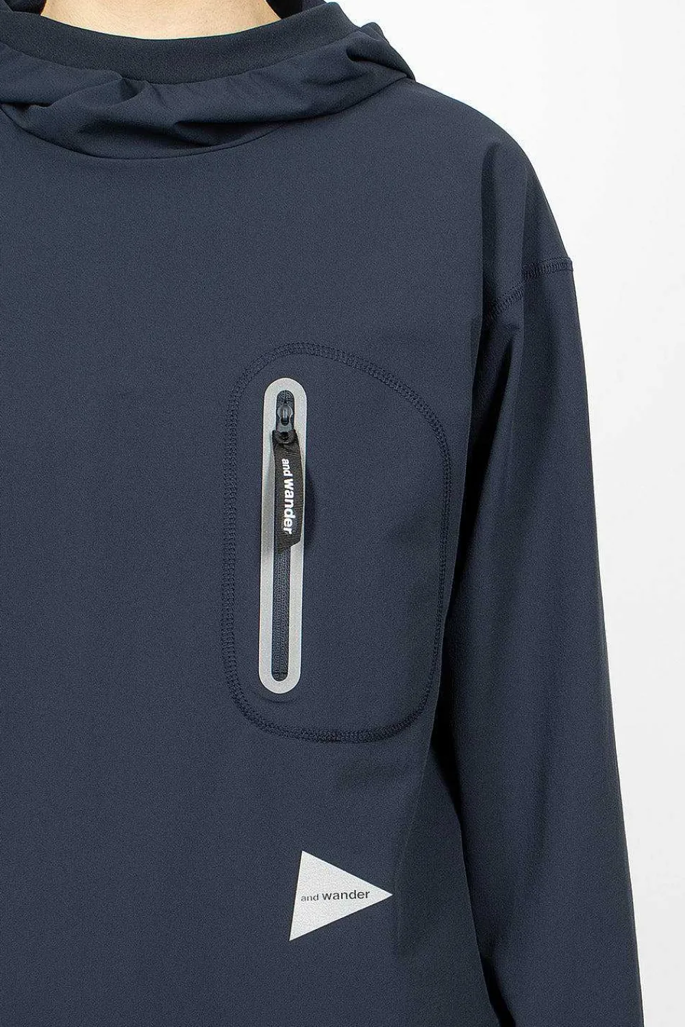 and wander Hybrid Pocket Hoodie Navy| Tops