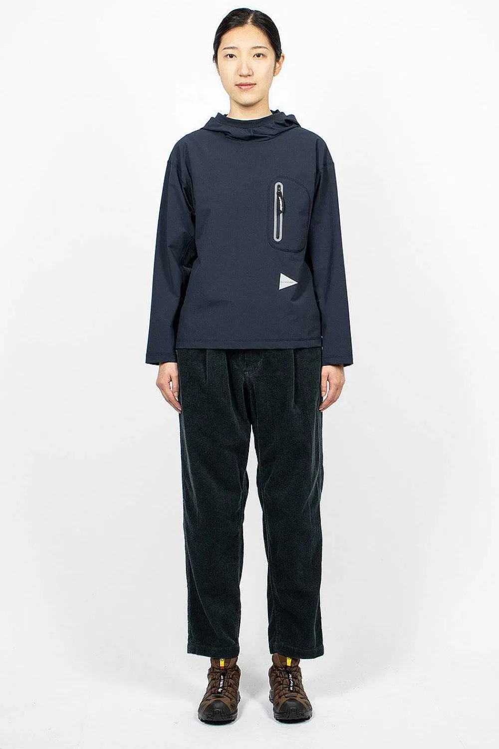 and wander Hybrid Pocket Hoodie Navy| Tops