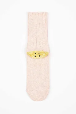 Kapital Ivy Rainbowy Happy Heel Socks Pink| Tights & Socks