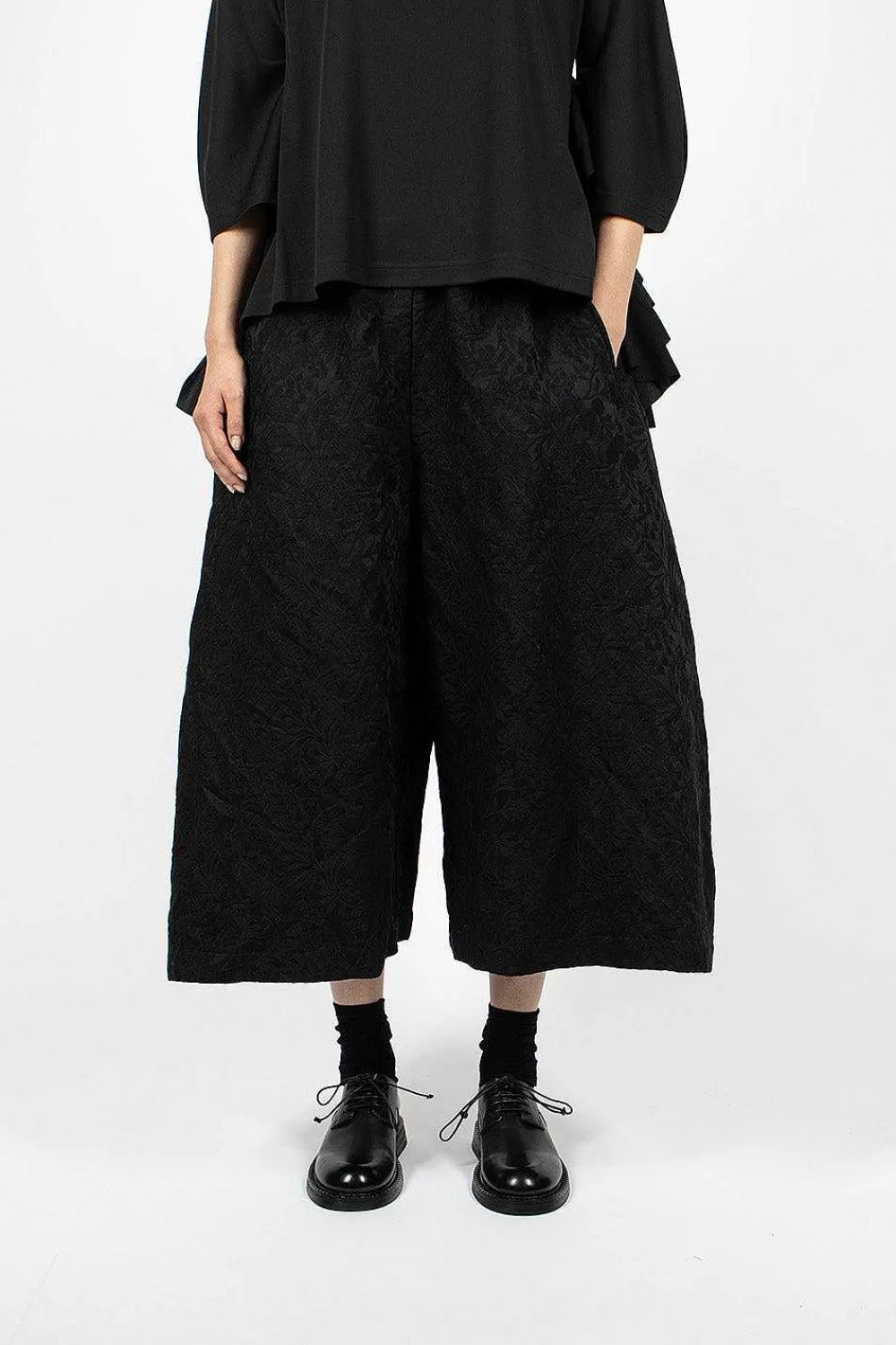 Comme Des Garçons Comme Des Garçons Jacquard Floral Trouser Black| Trousers
