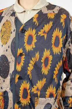 Engineered Garments FWK Knit Cardigan Red/Navy Sunflower| Tops