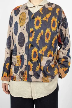 Engineered Garments FWK Knit Cardigan Red/Navy Sunflower| Knitwear