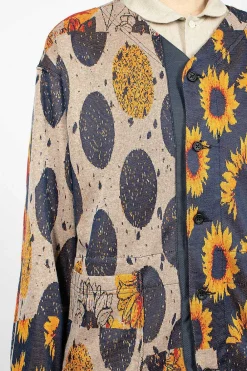 Engineered Garments FWK Knit Cardigan Red/Navy Sunflower| Knitwear