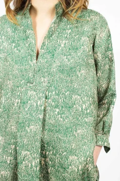 Daniela Gregis Kora Washed Silk Shirt Pine Drawing| Tops