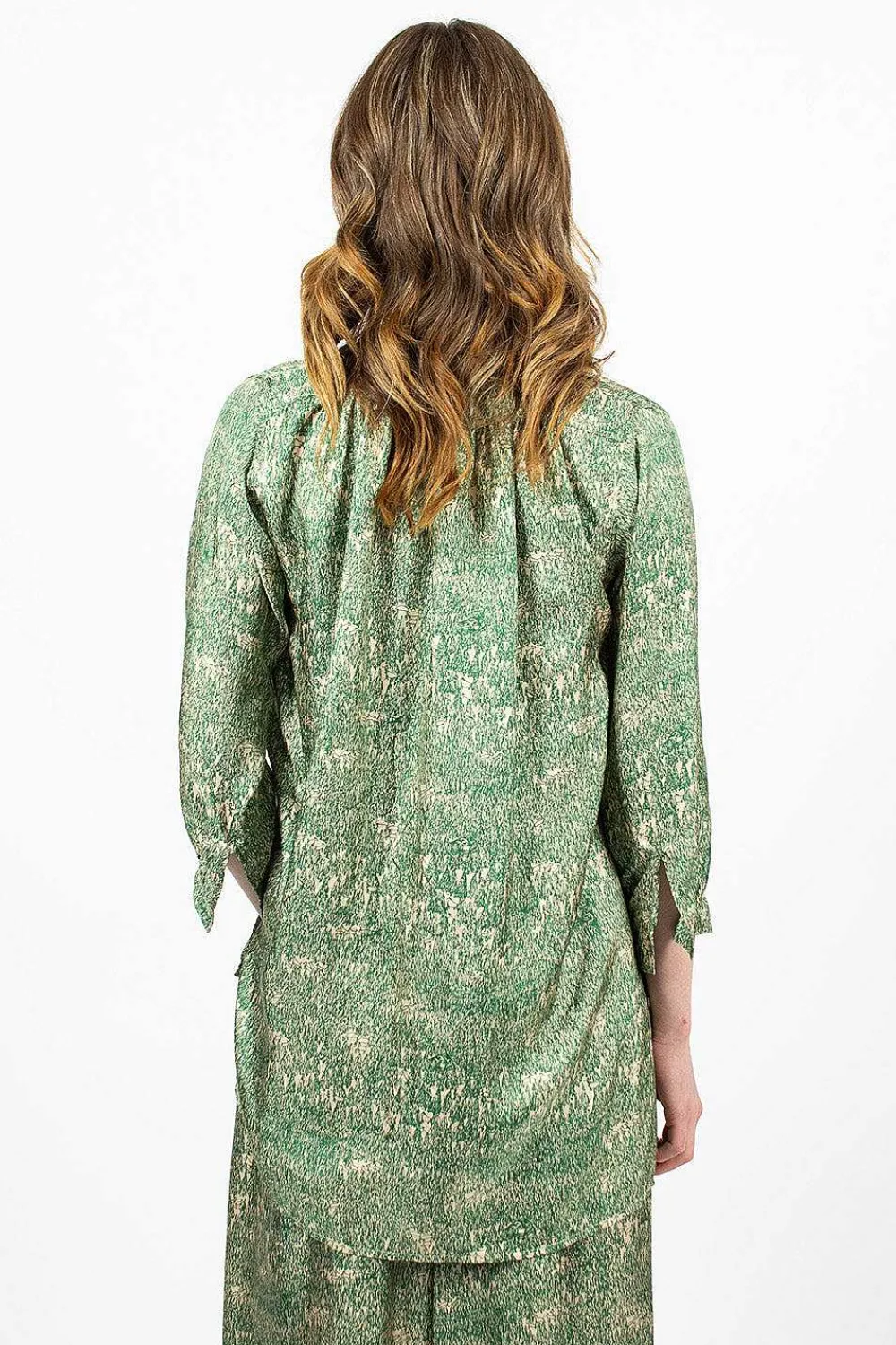 Daniela Gregis Kora Washed Silk Shirt Pine Drawing| Tops