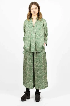 Daniela Gregis Kora Washed Silk Shirt Pine Drawing| Tops