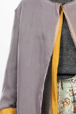 Dries Van Noten Layered Silk Coat Lilac| Outerwear