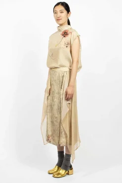 Dries Van Noten Layered Silk Skirt Ecru| Skirts