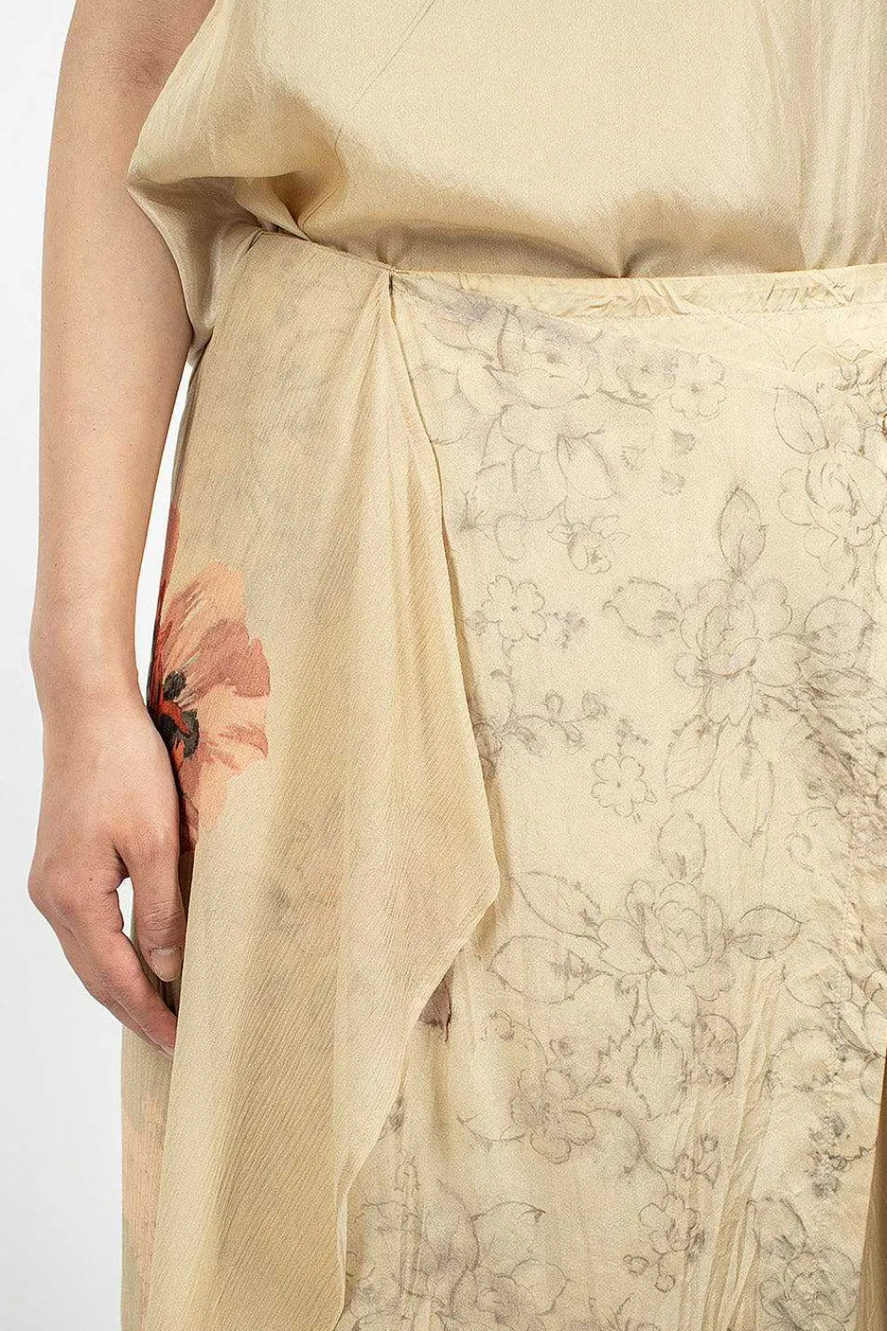 Dries Van Noten Layered Silk Skirt Ecru| Skirts