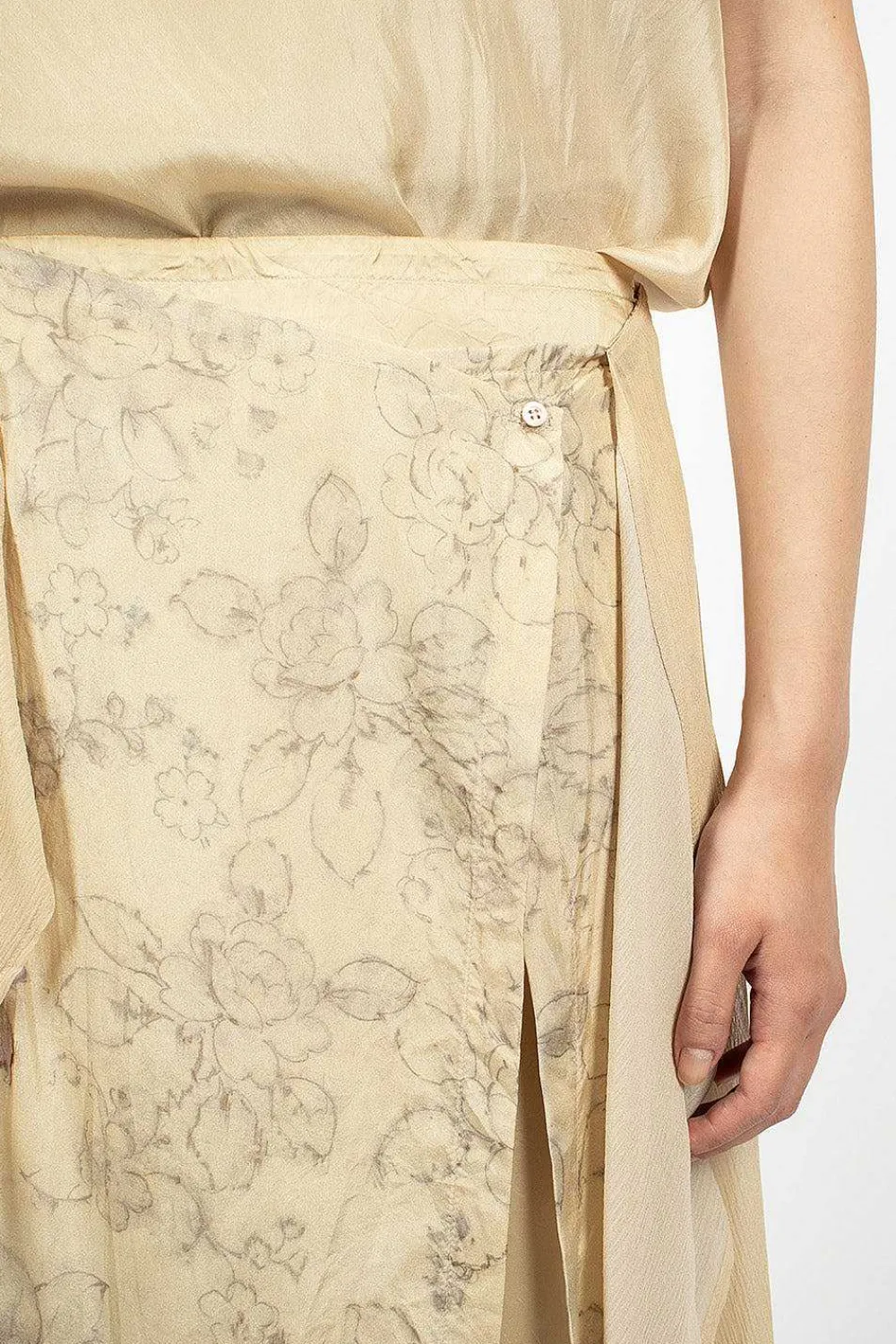 Dries Van Noten Layered Silk Skirt Ecru| Skirts
